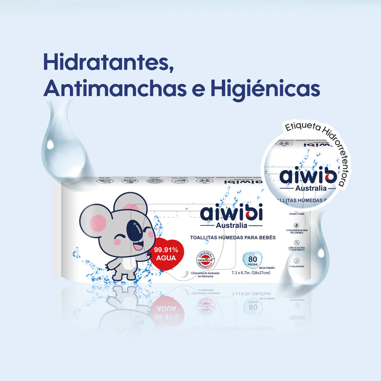 Paquetes de Toallitas húmedas para bebés 99,91% de agua