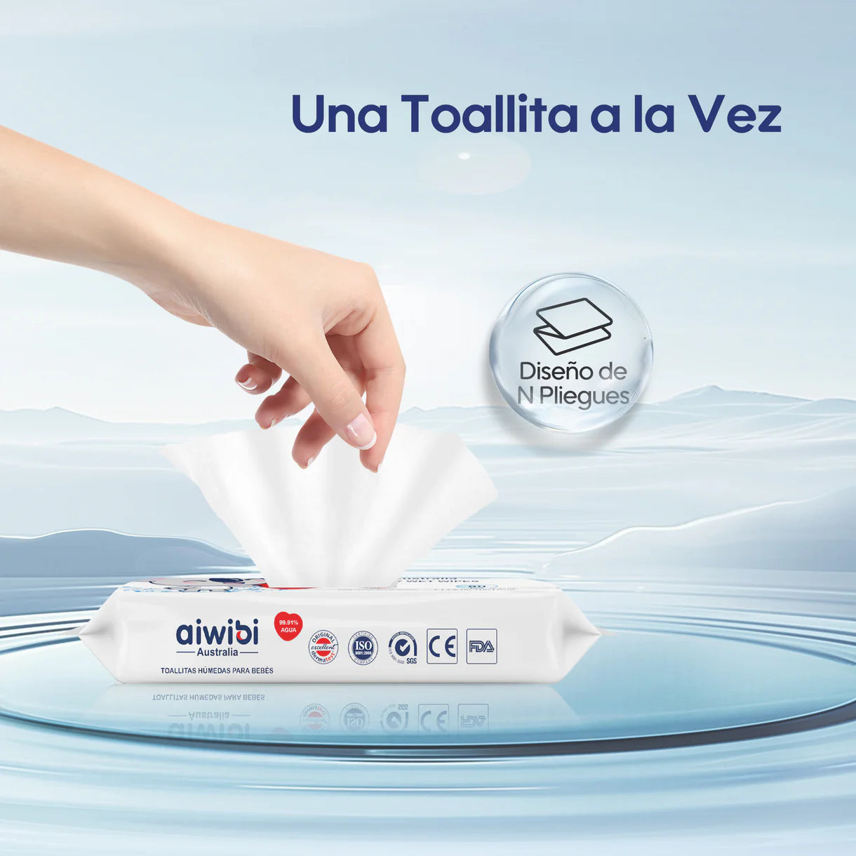 Paquetes de Toallitas húmedas para bebés 99,91% de agua