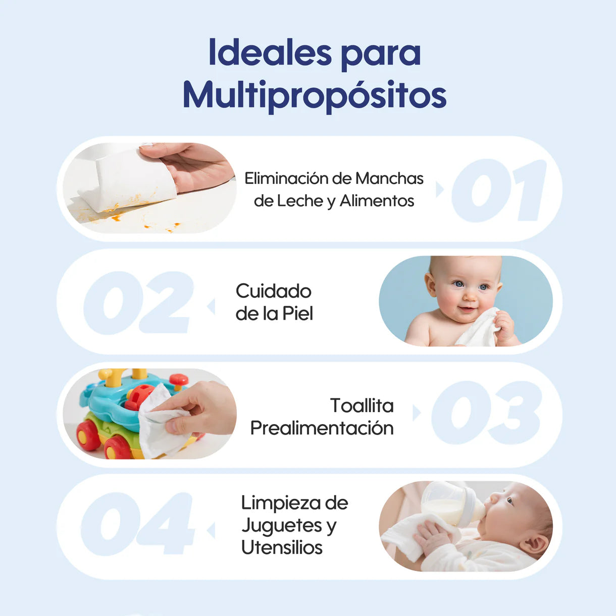 Paquetes de Toallitas húmedas para bebés 99,91% de agua